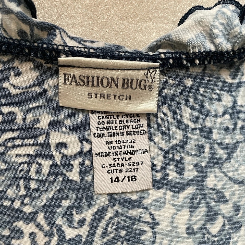 Vintage Y2K Fashion Bug Babydoll Shirt Women 14/16 White Blue Floral Asymmetric - Picture 4 of 9
